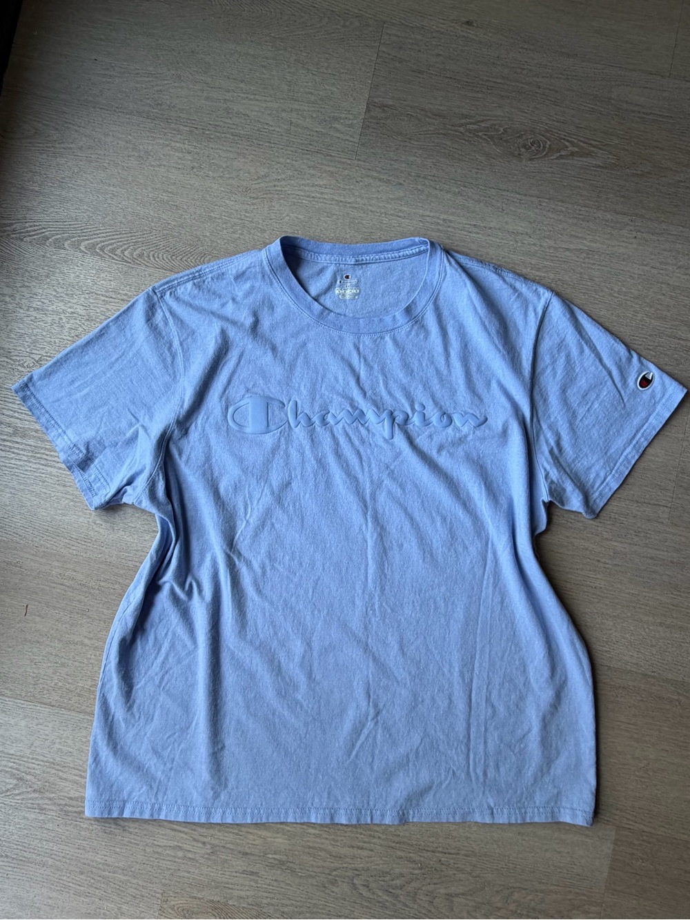 Champion Embroidered Script Tee in Light Blue - Picture 2 of 6